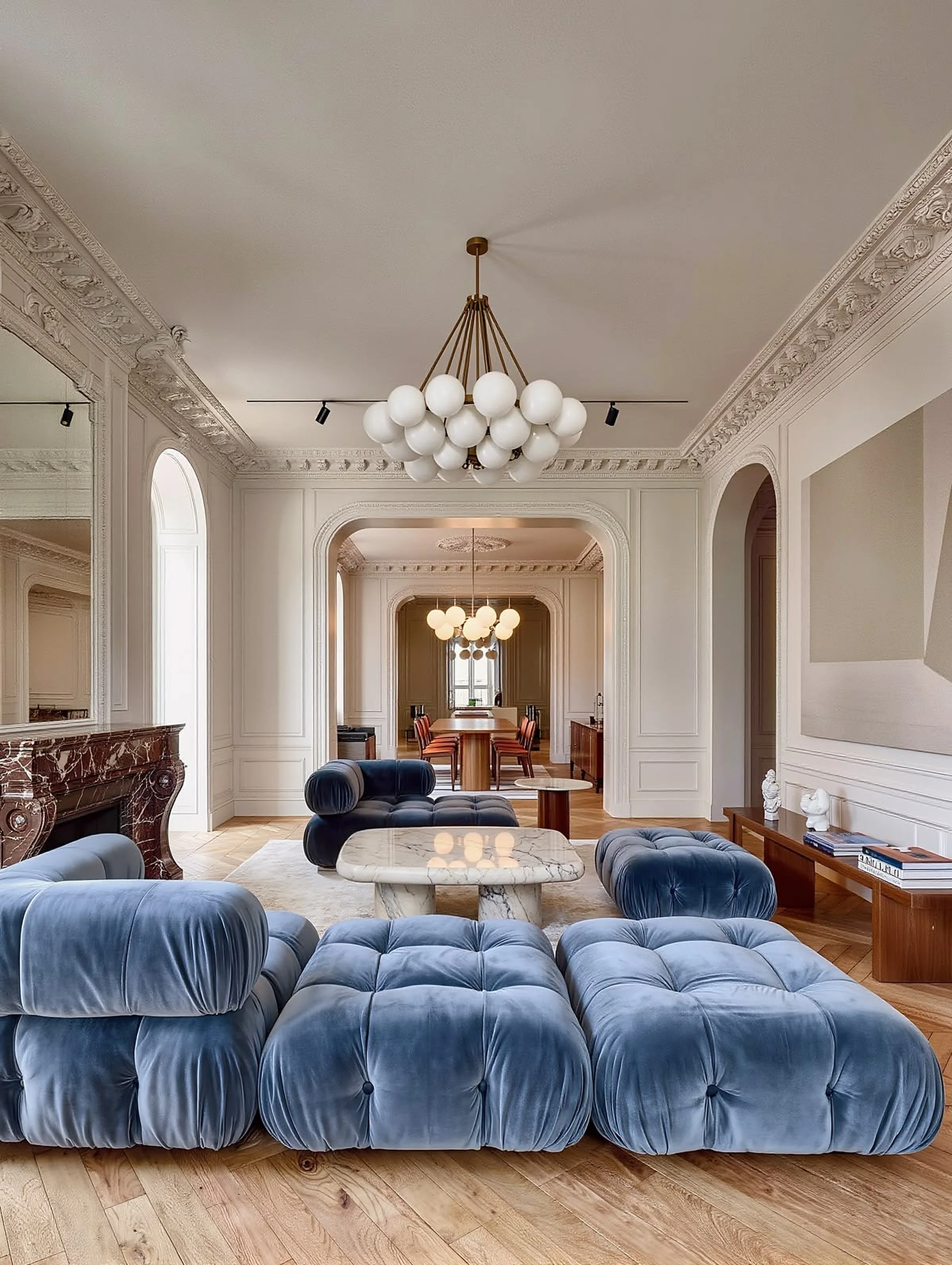 A Parisian salon with velvet seating, long-term relationships over transactions