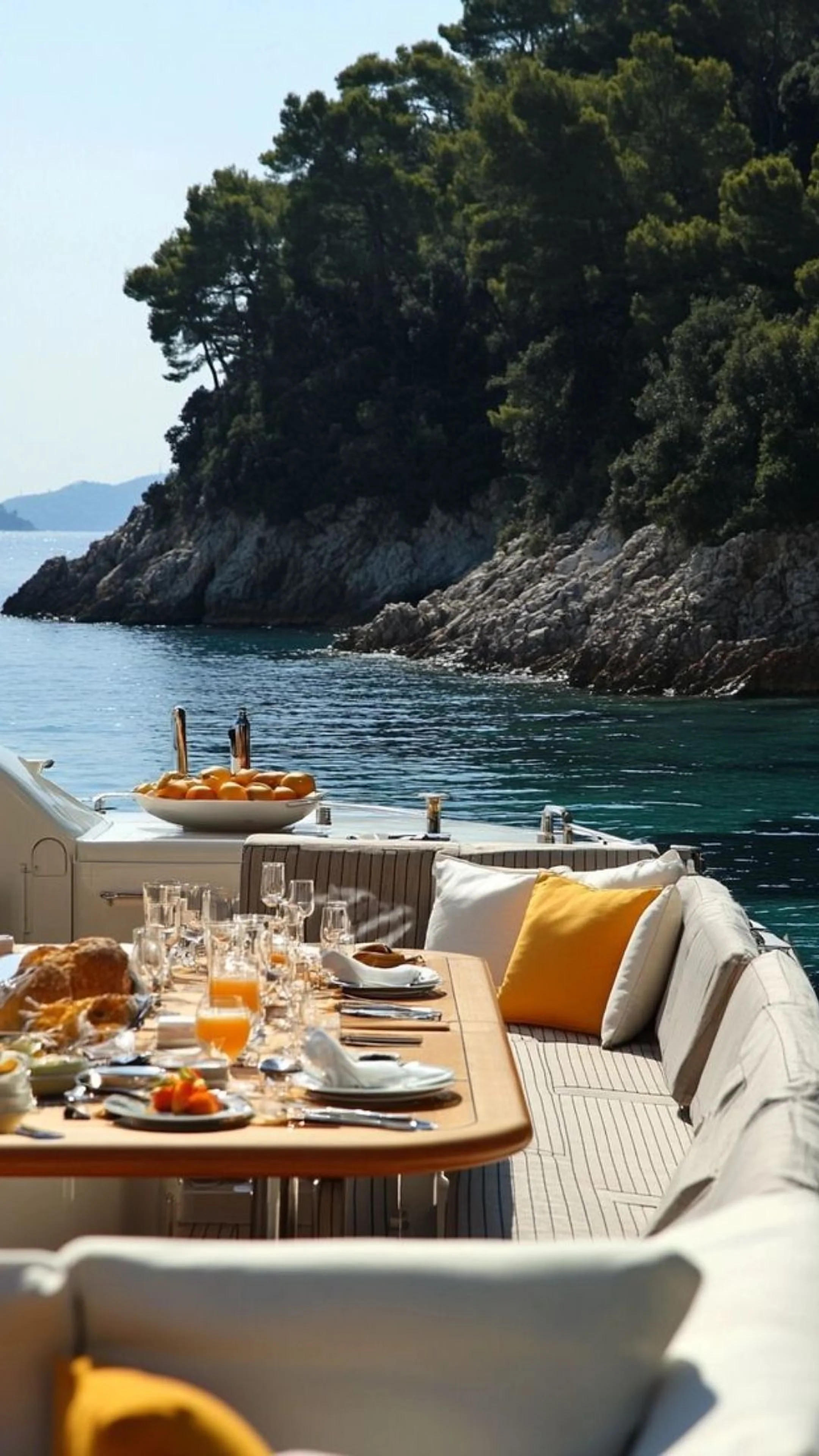A private yacht breakfast, luxury property management in France
